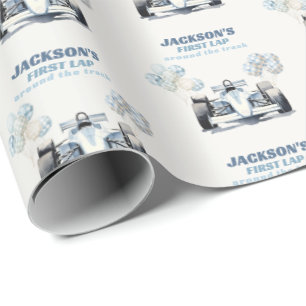 Rondje Om De Baan Race Auto 1e Verjaardag Cadeaupapier