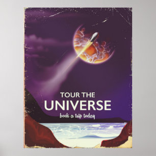Rondleiding van het Universe science fiction post Poster