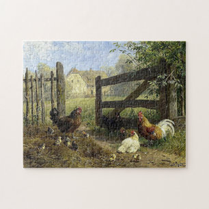 Rondlopende boerderij kippen Carl Jutz Legpuzzel