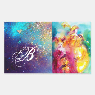 RONDO IN LAGOON/Monogram Venetian Masquerade Ball Rechthoekige Sticker
