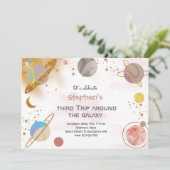 Rondom de ruimte van het sterrenstelsel verjaardag kaart (Staand voorkant)