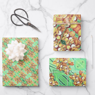 Rondplaatset voor cadeaubonnen - Oranje en gele or Inpakpapier Vel