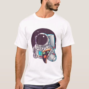 Rondreizend astronaut eet pizza planeten t-shirt