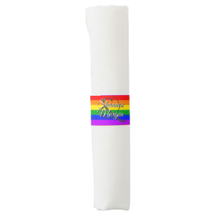 Ronds De Serviette Bande de serviette de mariage d'arc-en-ciel de gay