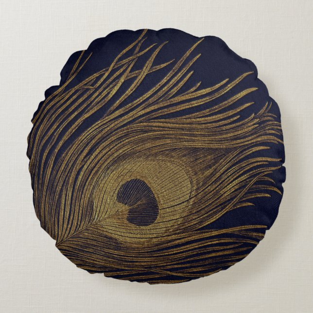 Ronds Le cru a doré des coussins de plume de paon (Devant)