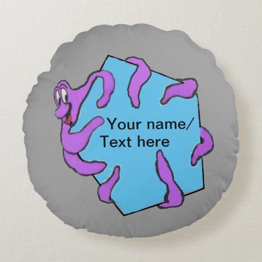 Ronds Message Octopus Cartoon Cust. Coussins rond (Devant)