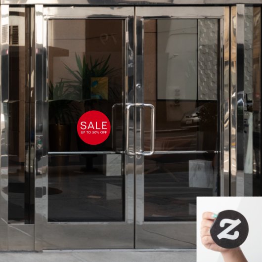 Rondverkoopteken met aangepaste tekst of maximaal raamsticker (Kantoordeur)