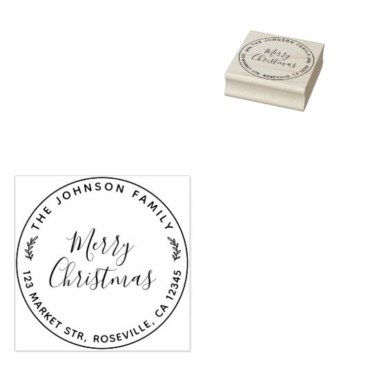 Rondzendadres voor prettige kerstkalligrafie rubberstempel (Gestempeld)