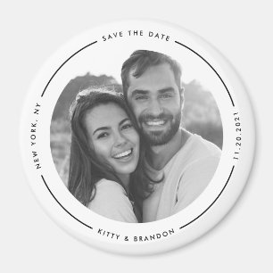 Rondzwart en wit bewaren de datum met foto magneet