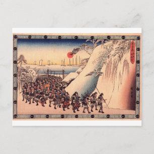 Ronin gaat Sengakuji Temple in om Homage aan hen t Briefkaart