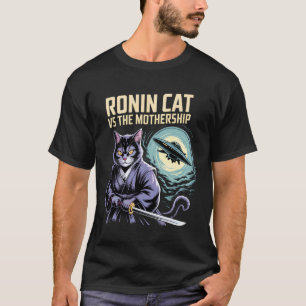 Ronin Kat vs Mothership SciFi Kunstontwerp T-shirt