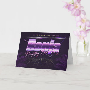 Ronja prénom nom lila carte rétro anniversaire