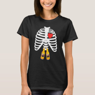 Röntgen Skelet Ribbenkast Bierfles Mok Halloween D T-shirt