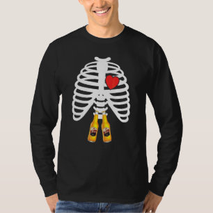 Röntgen Skelet Ribbenkast Bierfles Mok Halloween D T-shirt