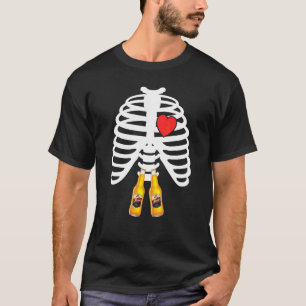 Röntgen Skelet Ribbenkast Bierfles Mok Halloween D T-shirt