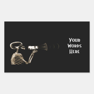 RÖNTGENFOTO SKELET OP MEGAFOON - SEPIA RECHTHOEKIGE STICKER