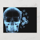 Röntgenfoto Skull & Clock Onderdelen - Blauw Briefkaart (Voorkant)