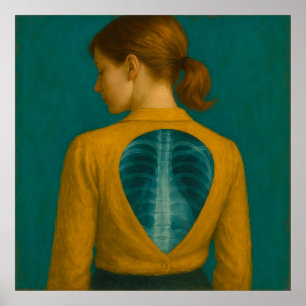 Röntgenfoto van rug - Vrouw met beige blouse en br Poster