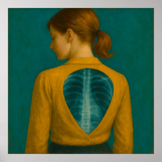 Röntgenfoto van rug - Vrouw met beige blouse en br Poster