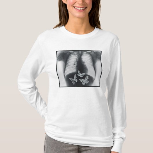 Röntgenfoto van vlinders in de maag t-shirt (Voorkant)