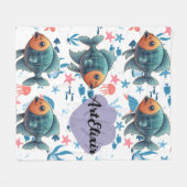 Röntgenfoto Vis onder het Zee Print Fleece Deken (Voorkant (Horizontaal))