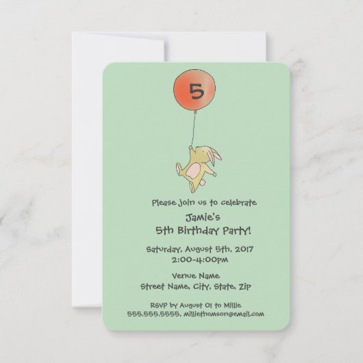 Roo Bunny - Invitation au Red Big Balloon Party (Devant)