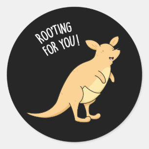Roo-Ting voor u Funny Kangaroo Pun Dark BG Ronde Sticker