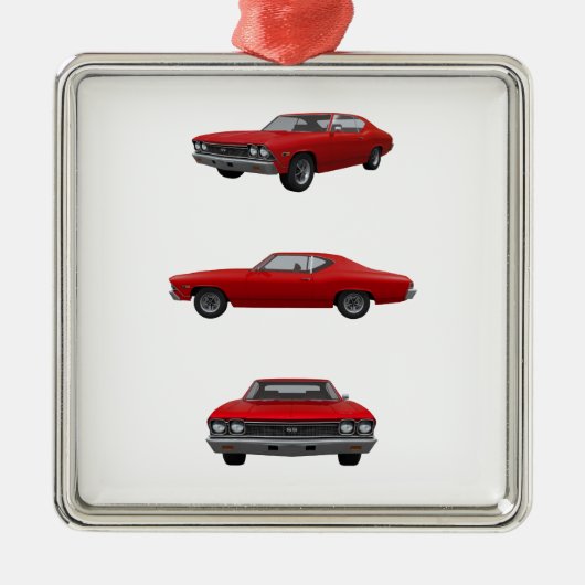 Rood 1968 Chevelle SS: Metalen Ornament (Voorkant)