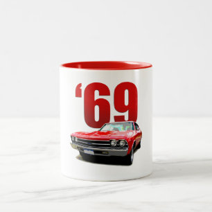 Rood 1969 Chevelle coupe Tweekleurige Koffiemok