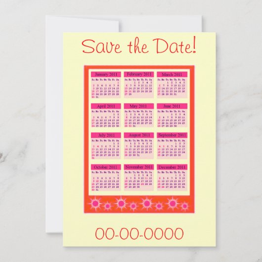 Rood 2011 jaar bij een oogwenk kalenderuitnodiging save the date (Voorkant)