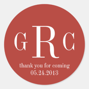 Rood 3 initiaal monogram label label bruiloft guns