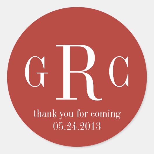 Rood 3 initiaal monogram label label bruiloft guns (Voorkant)