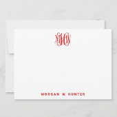 Rood 3 Initiaal Vine Script Monogram DIY BG Bedankkaart