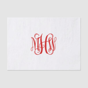 Rood 3 Initiaal Vine Script Monogram DIY BG Tissuepapier