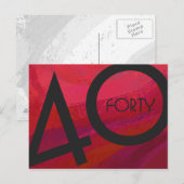 Rood 40 decennium van de verjaardag briefkaart (Voorkant / Achterkant)
