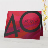 Rood 40 decennium van de verjaardag kaart (Gele Bloem)
