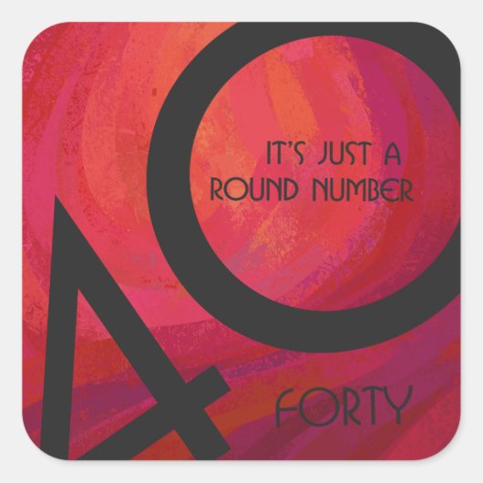 Rood 40 decennium van de verjaardag vierkante sticker (Voorkant)