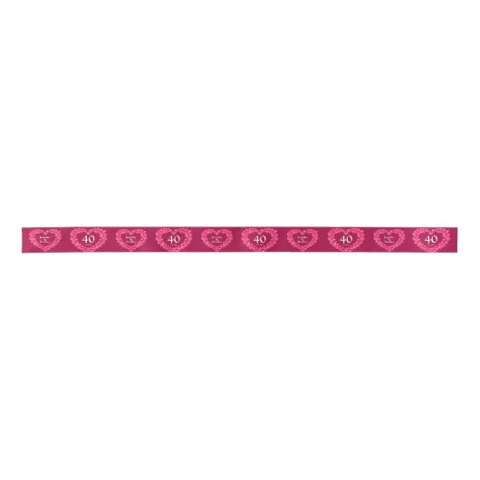 Rood 40e ruby bruiloft aangepast hart lint (Voorkant)