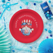 Rood 4 juli Gnome Independence Day Party Papieren Bordje (Feest)