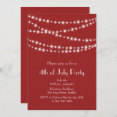 Rood 4 juli Uitnodiging van Twinkle Lights (Voorkant / Achterkant)
