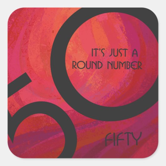 Rood 50 decennium vierkante sticker (Voorkant)