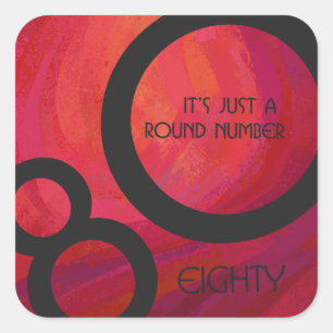 Rood 80 decennium vierkante sticker