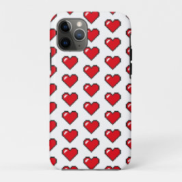 Rood 8-Bit Pixel Hart Patroon iPhone 11 Pro Hoesje