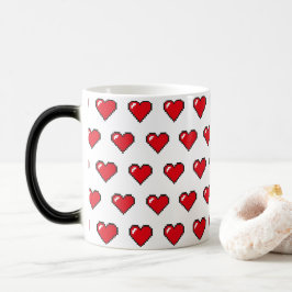 Rood 8-Bit Pixel Hartpatroon Magische Mok