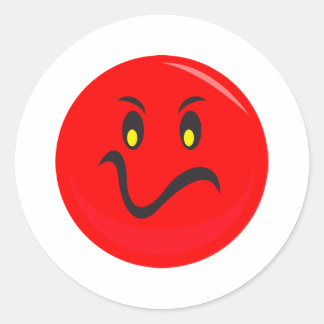 rood aangelopen gezicht ronde sticker