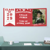 rood aangepast afstuderen 2025 met naam & Foto Spandoek (Beurs)