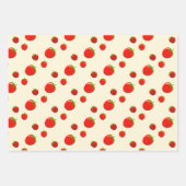 Rood aardbeienpatroon op bleek roze inpakpapier vel (Voorkant)