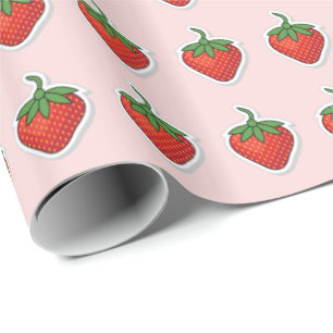 Rood aardbeipatroon cadeaupapier