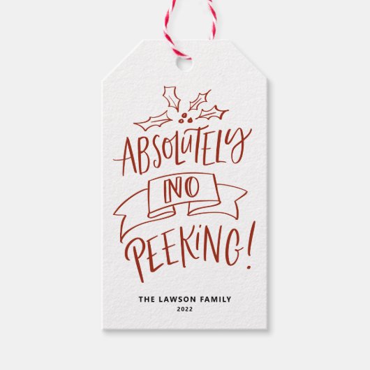 Rood absoluut geen kerstcadeaus cadeaulabel (Voorkant)