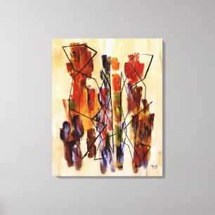 Rood Abstract eindig beige canvas Afdruk